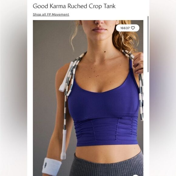 FP Movement by Free People Tops - Free People Good Karma Ruched Crop Tank, Mazarine Mindset Blue - Size XL - NWOT